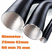 25mm 42mm 60mm 75mm 직경 100-200cm 길이 에어 디젤 주차 히터 덕트 파이프 튜브 호스 블랙 webasto eberspacher propex, 60mm 길이 180cm