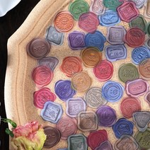 실링 인장 스티커 편지 초대장 엽서 청첩장 봉인 마감 테이프 스탬프 왁스 도장 40p 결혼 백일 씰링, D 오렌지