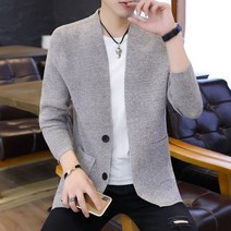 오버핏 니트 배색 데일리 봄 가을 세미 남자 가디건
