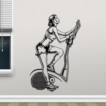 저소음 가정용 홈트 서서타는 자전거 싸이클 피트니스 체육관 벽 데칼 스포츠 동기 부여 비닐 스티커 아트 장식 벽화 홈 체육관 방 장식 이동식 데칼 d628 120 135, 57x85cm, 04 옐로우