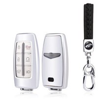 CEBAT TPU 자동차 키 포브 케이스 커버 프로텍터 키체인 스마트 리모컨 6 8 버튼 현대 제네시스 G70 GV70 G80 GV80 2021 2022 실버 722698, Silver