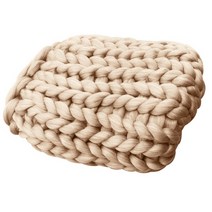뜨개실 자이언트 얀 새해 500g 슈퍼 부피가 큰 diy 손 뜨개질 담요 모자 따뜻한 거대한 두꺼운 원사 카펫 담요, 크리미 50x50cm
