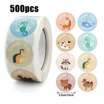 땡큐스티커 선물 포장 구디백 답례품 결혼 감사 스티커 만화 동물 장난감 50500 개DIY 상자 봉투 인감 레이블 장식 문구에 드립니다 212EA 4, 15 4-500pcs