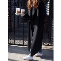 여성핸드메이드코트 겨울 기질 모직 슈퍼 레트로 더블 브레스트 모직