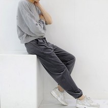 자체제작 여성 차콜 코듀로이 조거 팬츠 밴딩 주머니 프리 골덴 바지