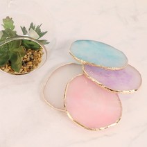 골드 프레임 대리석 마블 트레이 소품 거치 장식대 4컬러 [Gold Frame Marble Tray Plate Interior Item 4 Colors], 화이트(White)