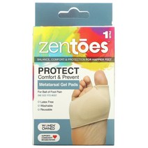 ZenToes 중족골 젤 패드 발바닥 통증을 위한 프리 사이즈 1 Pair 2팩