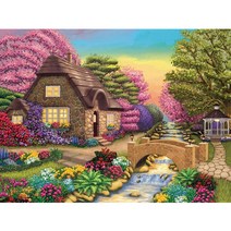 보석 십자수 50x40cm 사각비즈/원형비즈 취미생활 1 세트 HN, 1세트, b-16집 밖의 아름다운 전망(Round)
