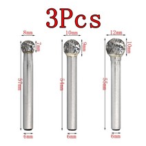우드카빙 목공용 조각도 세트 로타리 파일 카바이드 나무 파일 비트 dx 6mm 핸들 볼, 3pcs802