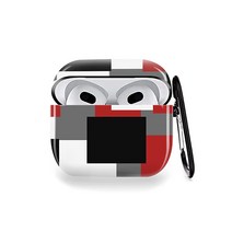 에어팟 3 케이스 커버 추상 레드 하드 보호 충격 방지 키체인 포함 애플 충전 TPU 3용