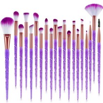 20pcs 다이아몬드 메이크업 브러쉬 세트 파우더 파운데이션 블러셔 블렌딩 아이 섀도우 립 코스메틱 뷰티 메이크업 브러쉬 pincel maquiagem, 투명보라색
