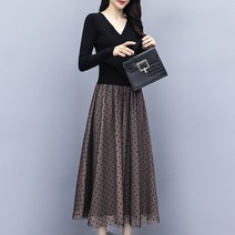 (수입) 여성 봄 여름 가을 럭셔리 청담동 스타일 브이넥 슬림 롱 원피스