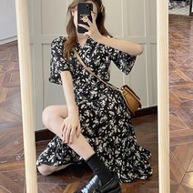 쉬블림로브 플라워 패턴 랩 스타일 원피스 이렌 GW1777
