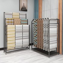 커튼 원단 진열대 행거 샘플 정리 랙 매장 거치대 진열 디스플레이 전시, 블랙 3단(바퀴) 120x35x180