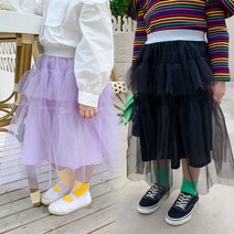 한뼘마켓 유아 아동 여아 봄 가을 튜튜 쉬폰 치마 프린세스 캉캉 샤 롱스커트 2color