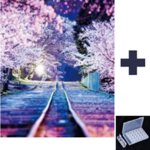 루시앤에밀리 DIY 보석십자수세트 + 고급보관함(28구), 1세트, 벚꽃 피는 밤 37x50+28구 보관함