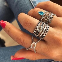 여성반지 남성반지 보헤미아 조절 가능한 여성 반지 히피 주얼리 뱀 세트 스테인레스 스틸 schmuck 손가락