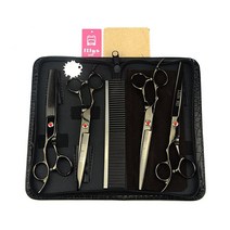 LILYS PET 19.1cm7.5인치 고급 왼손잡이 전문 강아지 그루밍 가위 절단 및 곡선 얇은 멀티, Black