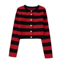자라 ZARA 스타일 니트스웨터 여성복 골드버클 스트라이프 코트 6771134