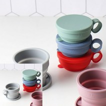 파스텔 실리콘 접이식 컵, 레드, 1개