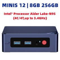 BeelinkMINIS12알더Lake-N95세대저전력PC 오피스데스크탑게이머 와이파이5BT4.2 DDR48GBSSD 4C/4T 3.4GHz, 01미니12N958G256G_01미국