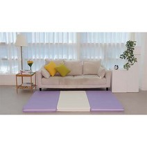 SEJEL.F (세젤에프) 3단 PU 레자 인조가죽 접이식 매트리스 가성비 주문제작 고밀도 스펀지 매트리스 라벤더 & 아이보리 배색 7.5CM, 그레이 & 아이보리