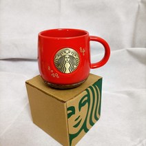 스타벅스 사이렌 세라믹 머그컵, 레드, 컵 도자기 뚜껑 숟가락