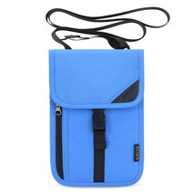 방수 나일론 여행 도난 방지 문서 보관 가방 카드 여권 목 지갑 돈 주머니, Blue, CHINA