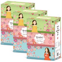 한예지 천연펄프 캐릭터 미용티슈 200매 3입, 3팩