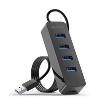 USB 허브 3.0 4포트 4피트 길이의 케이블 Alxum 확장 5V/2A C타입 충전 포트 데이터 노트북 PC MacBook 서피스 프로 XPS PS5 등 울트라 슬림 스플리터, Type-C 전원 포트가 있는 USB 허