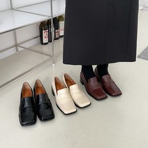 통굽 스퀘어 로퍼힐 사각코 로퍼 펌프스 4cm