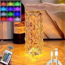 2023 홈바 테이블 크리스탈 램프 터치 테이블 침대 옆 전등 16 색 LED 분위기 룸 장식 크리스마스 홈 조명, [02] 3 Color Touch Switch, [03] 9x21.5cm, 02 Big Size 9x21.5cm