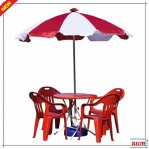 비치파라솔 편의점 4인용 파라솔세트B(소-빨강-받침별매), 원형 빨강_녹색