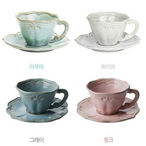 [브이비씨까사] 폰다코 바로크 티컵세트 색상 택 1 (아쿠아/화이트/그레이/핑크), 색상:그레이