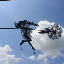 정원장식품 장식 말뚝 요정과 민들레 춤 함께 금속 마당 예술 장식 잔디 풍경 조각 데코, h