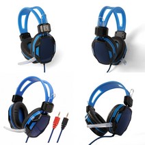 마트498 실리콘 게이밍헤드셋(블루) 헤드셋마이크 피시방헤드셋 피시방용품 게임헤드폰 배그헤드셋 PC방창업 노