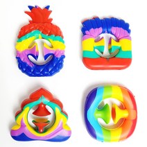 레인보우 그립팝 뽁뽁이 랜덤1개/1박스(16개입) 뽁뽁이 지압 푸쉬팝 악력기 손 핸드 피젯 토이, 1박스(16개입)