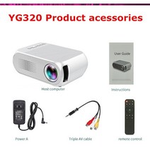 4K빔프로젝터 미니 빔프로젝터 가정용빔프로젝터 LEJIADA YG320 LED 휴대용 프로젝터 35mm 오디오 600 루멘 지원 1080P HD 재생 HDMI USB 홈 미디어 플, White+AU 플러그