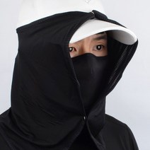 지원군몰 국산 쿨링 얼굴 햇빛가리개 모자 부착형 자외선차단 페이스 선가드, 검정