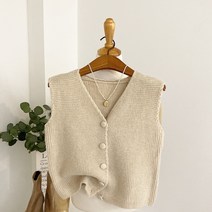 엠드 콩단추 브이넥 니트 조끼(4color)