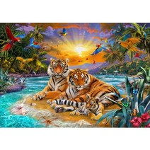 500피스 동물 직소퍼즐 천국의 정원에 호랑이가족 HP506, 단품