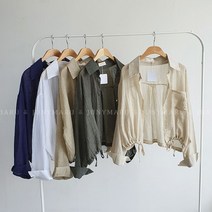 스트링 거즈면 아사 셔츠 남방 /소라색추가