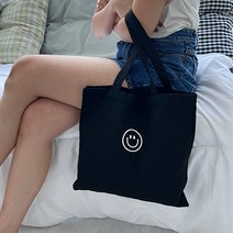 아옴 여성용 트렌디 스마일 심플 데일리 에코백