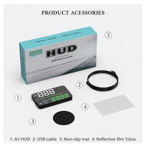 차량용hud 헤드업 디스플레이 Geyiren A3 자동 HUD 헤드 업 GPS 자동차 속도계 속도 전압 알람 프로젝터 자동차에 적합, [01] A3, 01 A3, 01 A3