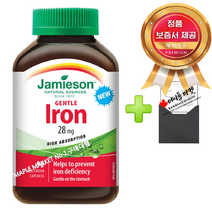 자미에슨 젠틀 아이언 철분 엽산 멀티비타민 250캡슐+정품보증서 캐나다 직배송, 1병, 28mg 250캡슐