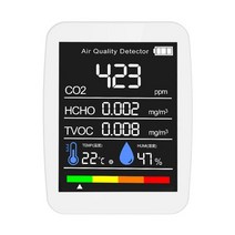 복합가스측정기 가스측정기 산소농도측정기 가스농도측정기 포화도 복합가스 검출기 수소 감지기 휴대용 복합가스측정기 새로운 5 in 1 co2 감지기 다기능 온습도계 홈 지능형 가스, 씨엔, 하얀