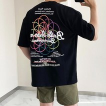 베럴댄나우 남녀공용 콜드플레이 프린팅 오버핏 반팔 티셔츠