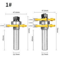 원더커터 전산볼트커터 동관 파이프YUSUN 2PCS 47MM 코브 1-7/8 T & G 어셈블리 커터 라우터 비트 목재, 12.7x47.6x6.35
