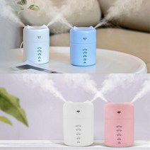사무실책상 LED 2단분사 양방향가습기 수면용 작업실 어린이집 탁상용 분무량, LED듀얼usb가습기 블루스카이