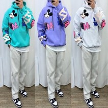 디즈니정품 ARCV 미키 스마일프린팅 커플 기모 후드티셔츠 4COLOR